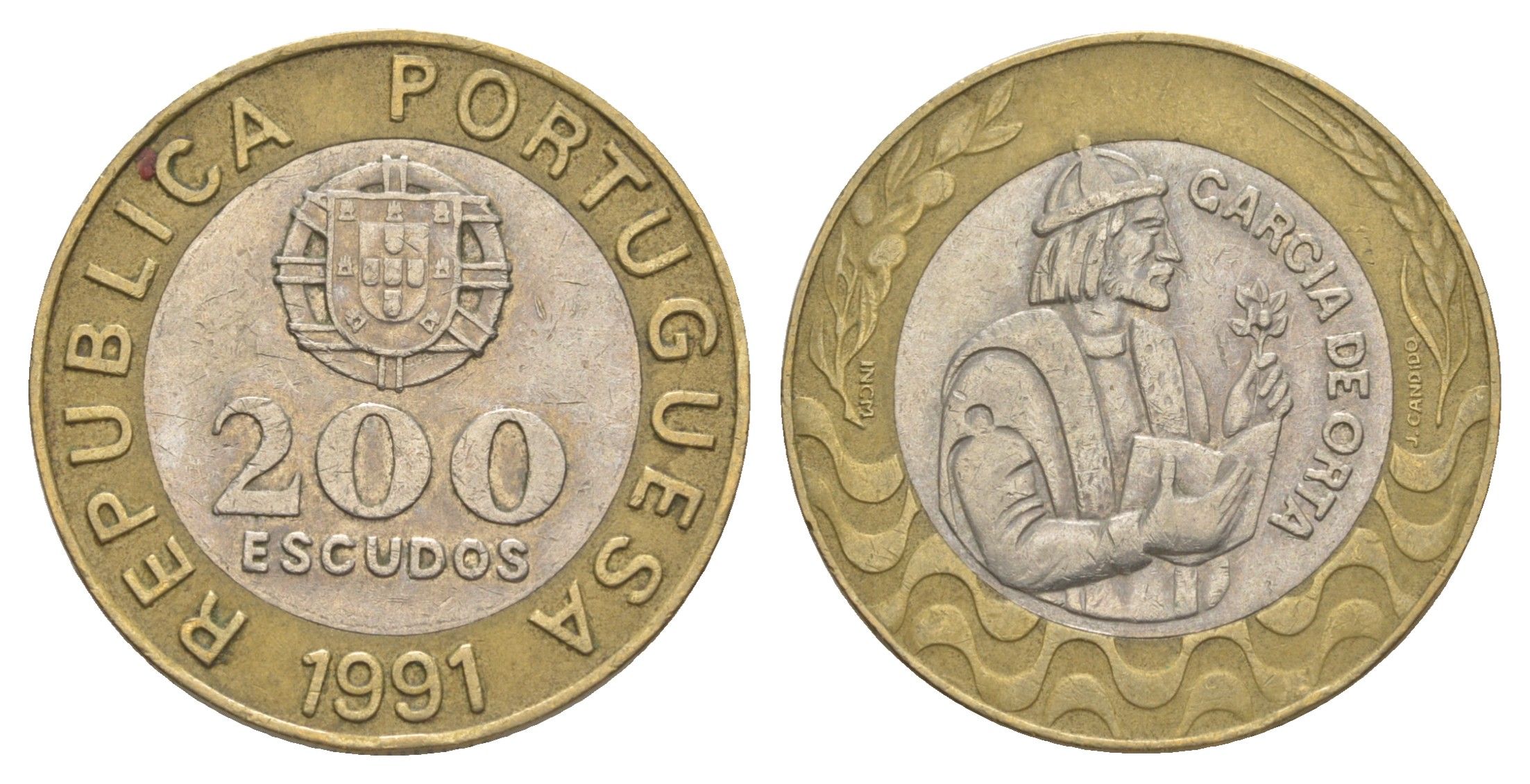 Португалия 200 эскудо 1991 Гарсия Де Орта (1501-1568) KM 655 биметалл 4393-855