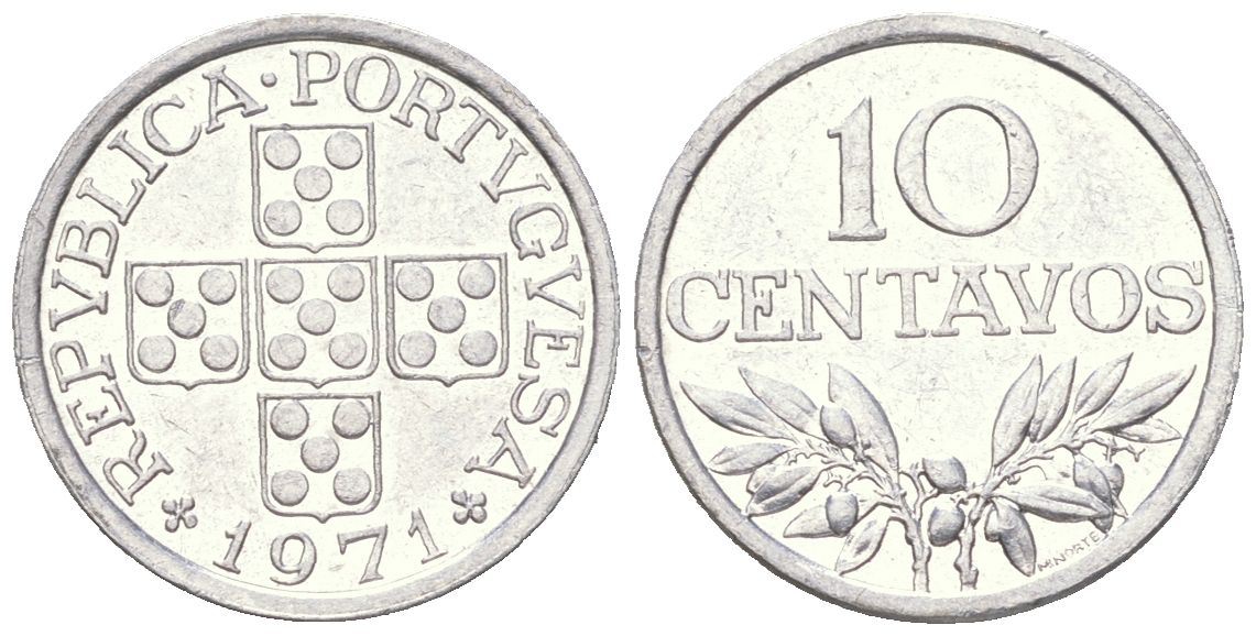 Португалия 10 сентаво 1971 KM 594 алюминий UNC 4151-854