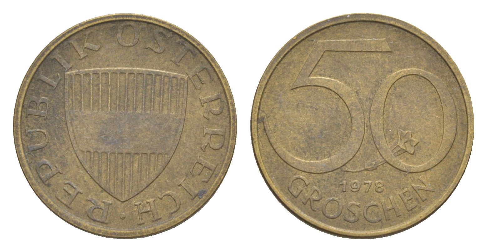Австрия 50 грошей 1978 KM 2885 алюминиевая бронза 4124-264