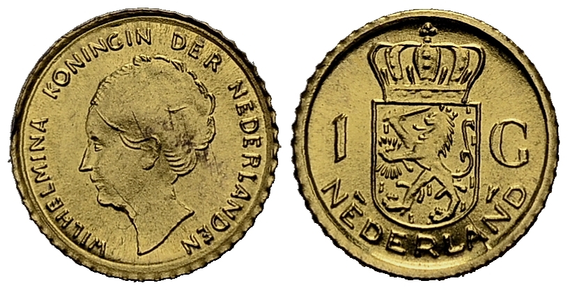 Нидерланды 1 гульден ND игровой жетон, Вильгельмина (1890-1948) золото PROOF 413-3833