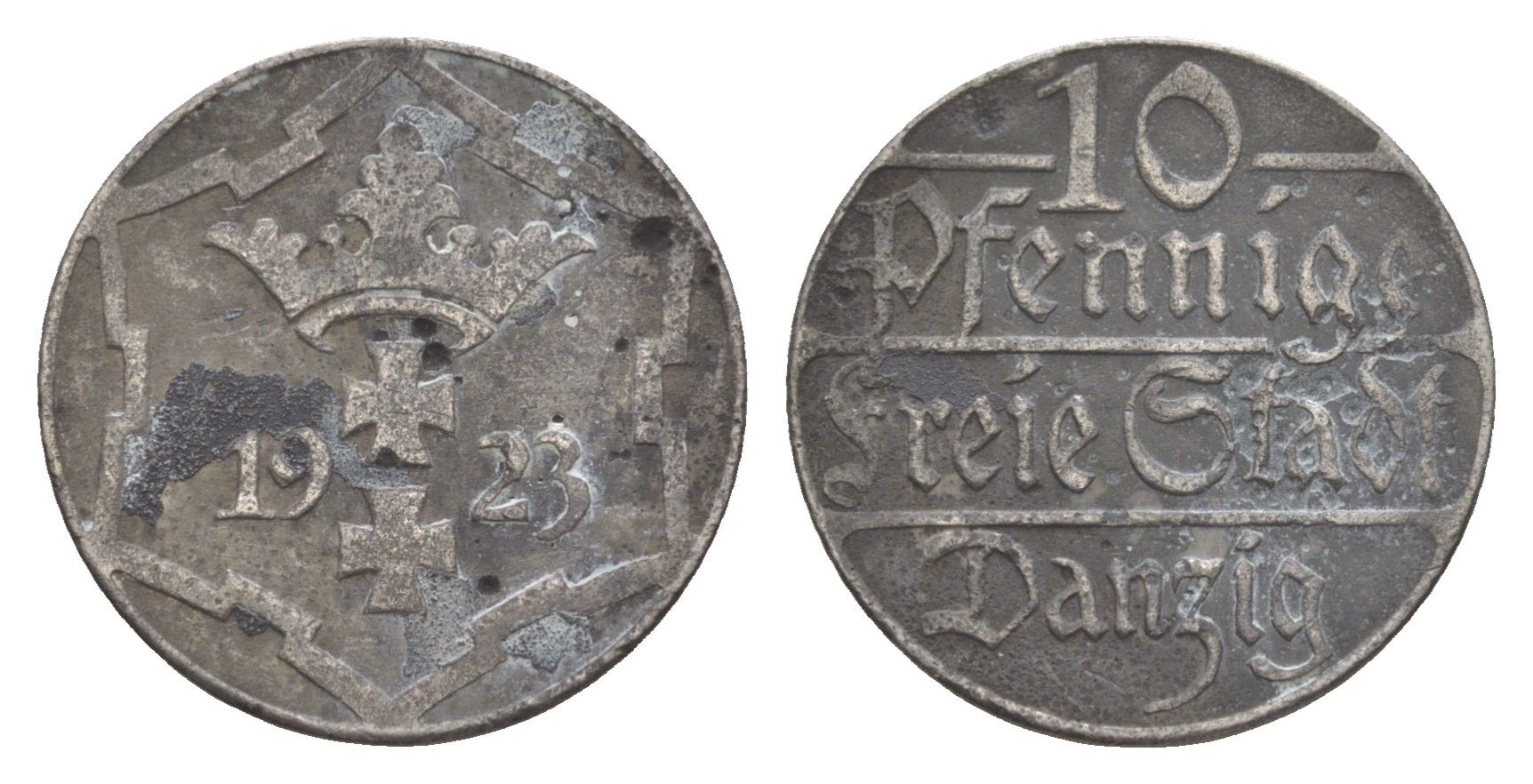 Данциг 10 пфеннигов 1923 KM 143 медно-никель 4643-923