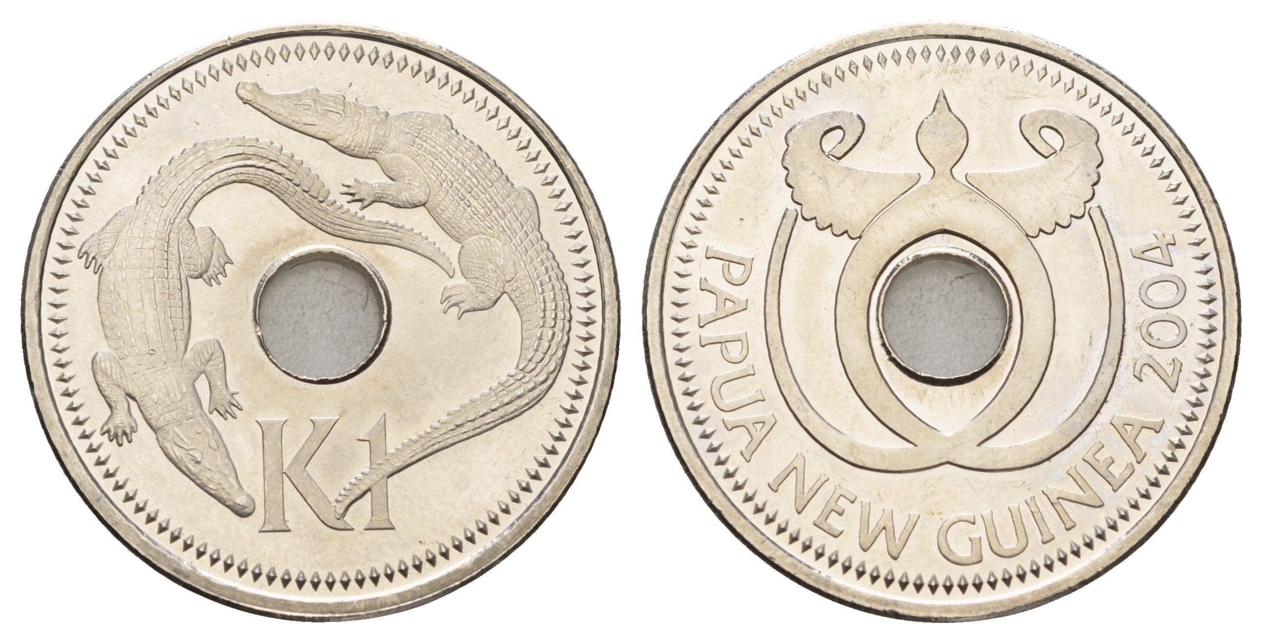 Папуа-Новая Гвинея 1 кина 2004 KM 6a сталь плакированный никелем UNC 11-140-32