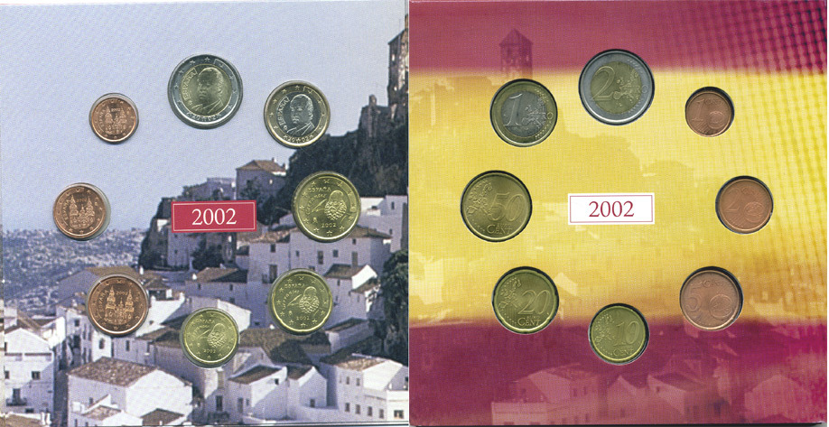 Испания набор из 3 евронаборов по 8 монет 2002-2004 оригинальный официальный набор из трех евронаборов, в картонном буклете    UNC  5-6-1-23