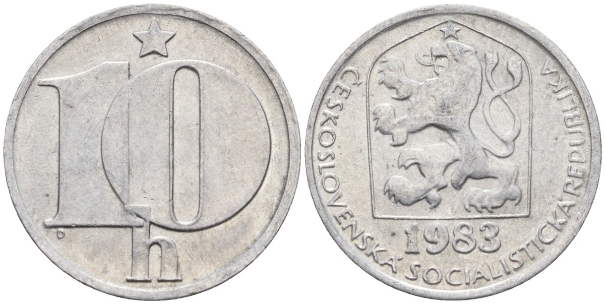 Чехословакия 10 геллеров 1983 KM 80 алюминий 4152-747