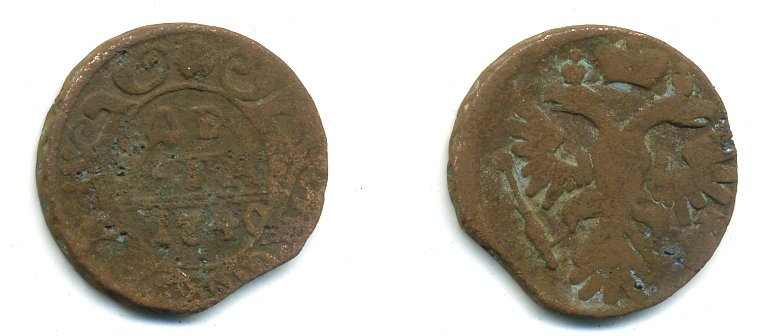 РОССИЯ 1 ДЕНЬГА 1740 медь 29-547