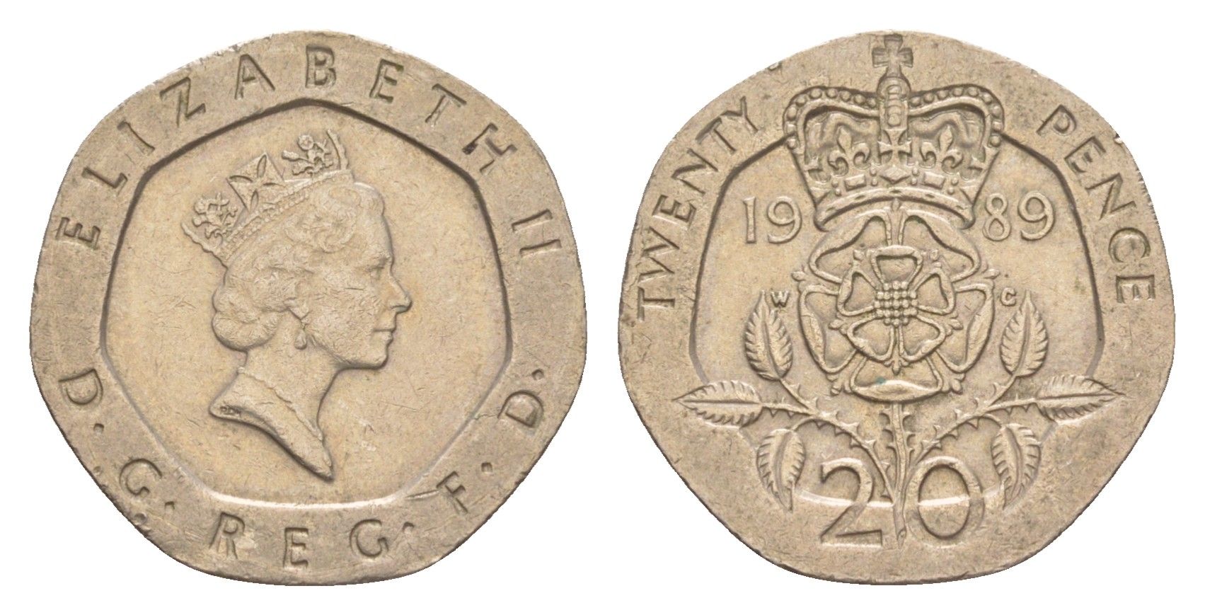 Великобритания 20 пенсов 1989 Елизавета II (1952-2022) KM 939, Spink 4361 (G2) медно-никель 4639-857