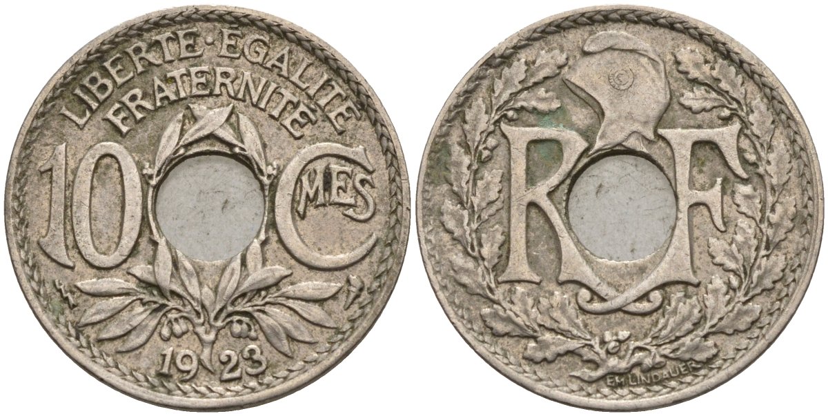 Франция 10 сантимов 1923 KM 866a, Le Franc 138.3 медно-никель 4143-926