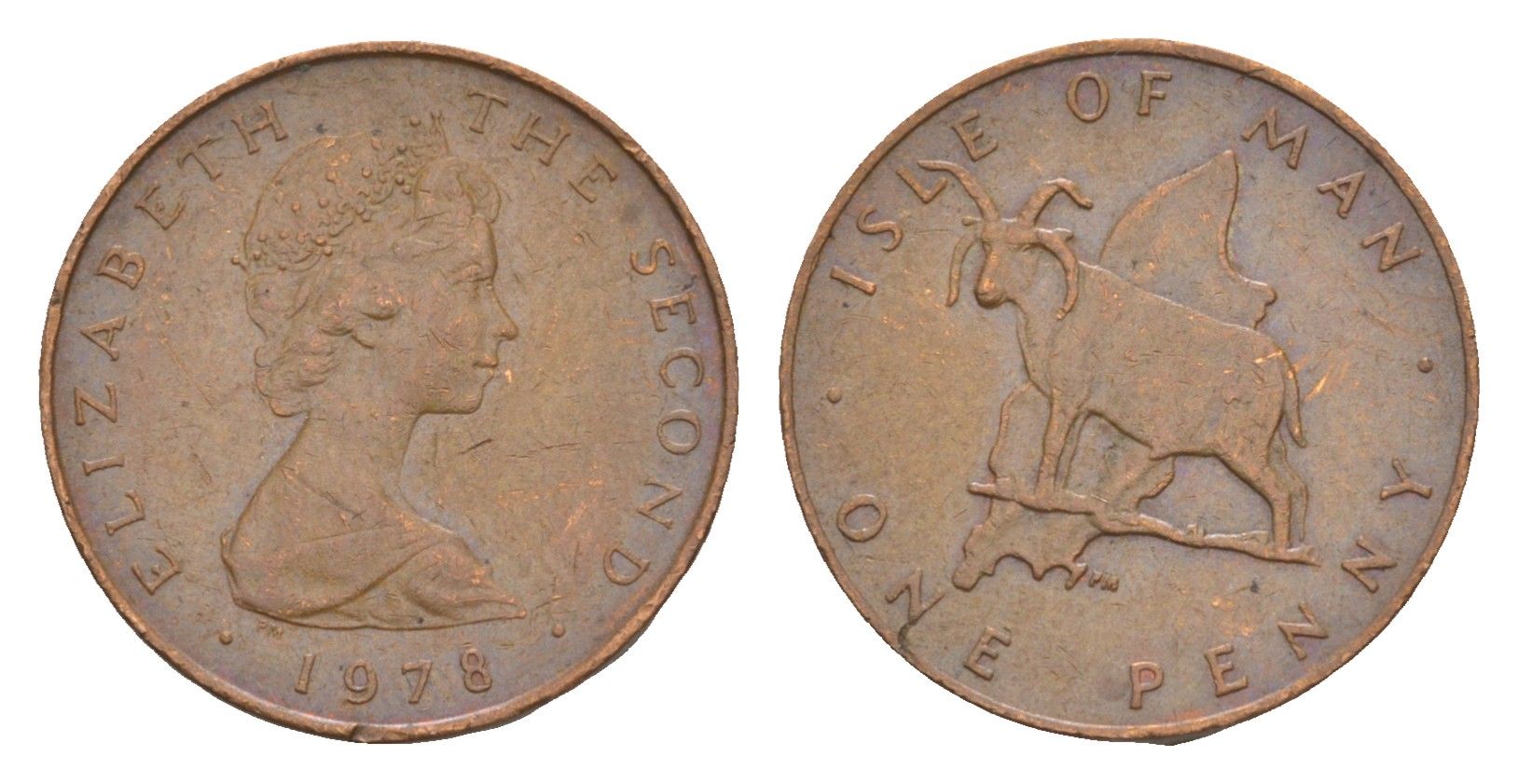 Остров Мэн 1 пенни 1978 PM, Елизавета II (1952-2022) KM 33 бронза 4655-932