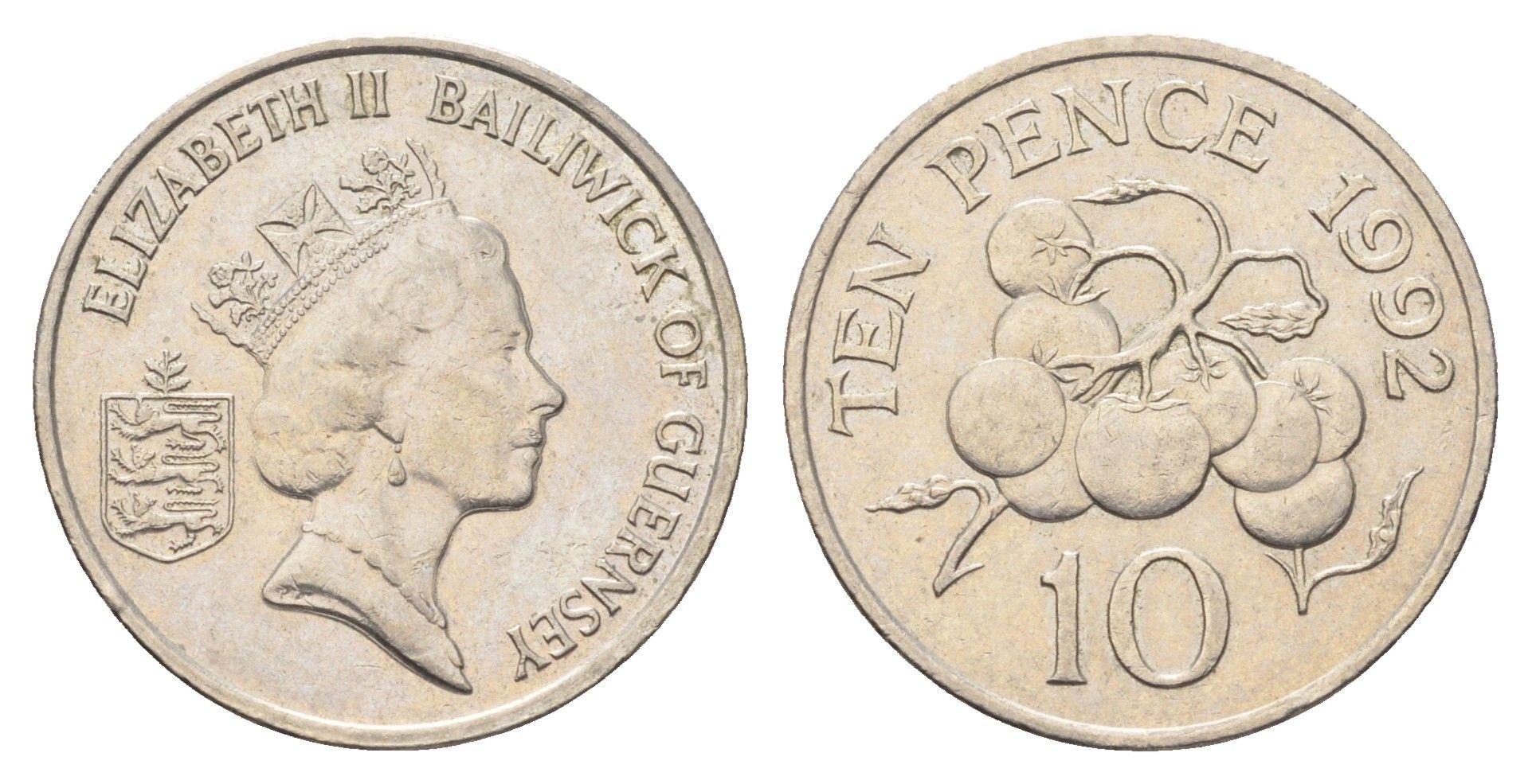 Гернси 10 пенсов 1992 помидоры KM 43.2 медно-никель 4703-1141
