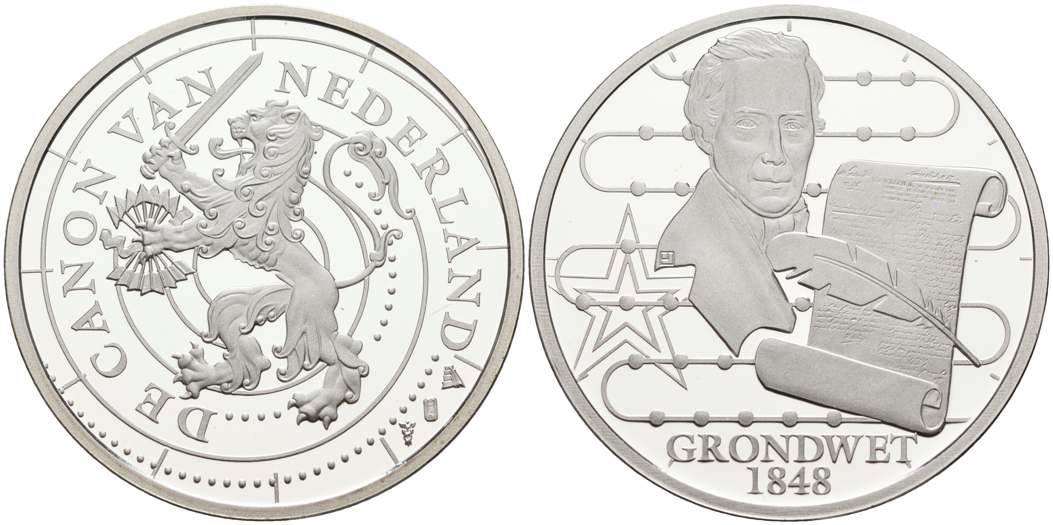 НИДЕРЛАНДЫ МЕДАЛЬ СЕРИИ ИСТОРИЯ НИДЕРЛАНДОВ, ЙОХАН РУДОЛЬФ ТОРБЕКЕ, КОНСТИТУЦИОННАЯ РЕФОРМА 1848 ГОДА, ДИАМЕТР 30 ММ. медно-никель 02-230-37