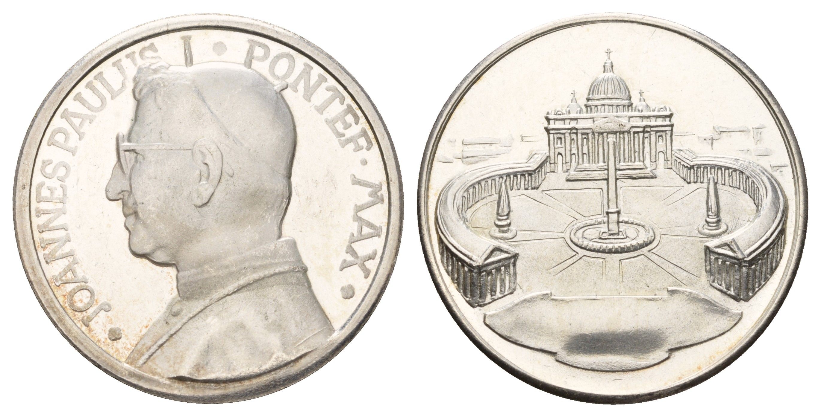 Ватикан медаль в честь избрание папой римским Иоанна Павла I ND (1978) Иоанн Павел I, Площадь Святого Петра, диаметр 35 мм, вес 16,5 гр бронза плакированная серебро 4667-1124