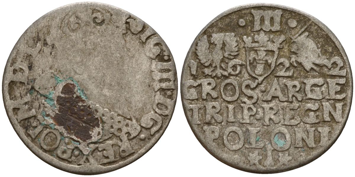 Польша, Эльбинг трояк (3 гроша) 1622 Сигизмунд III Ваза (1587-1632), Монетный двор Краков, герб "Сас" - управляющий монетного двора Миколай Данилович в 1616-1624 Iger K.22.1.a, KM 31 серебро 4160-246
