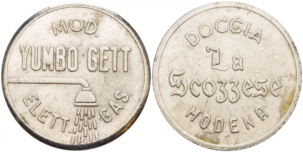 ИТАЛИЯ ЖЕТОН ND ГОРОД МОДЕНА,ПЛЯЖНЫЙ ЖЕТОН ДЛЯ ДУША белый металл 4544-751