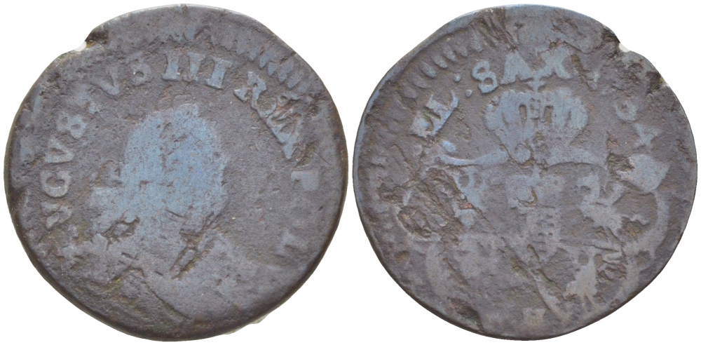 ПОЛЬША 3 СОЛЬДИ 1754 АВГУСТ III (1733-1763) KM 147.1 медь 4532-621