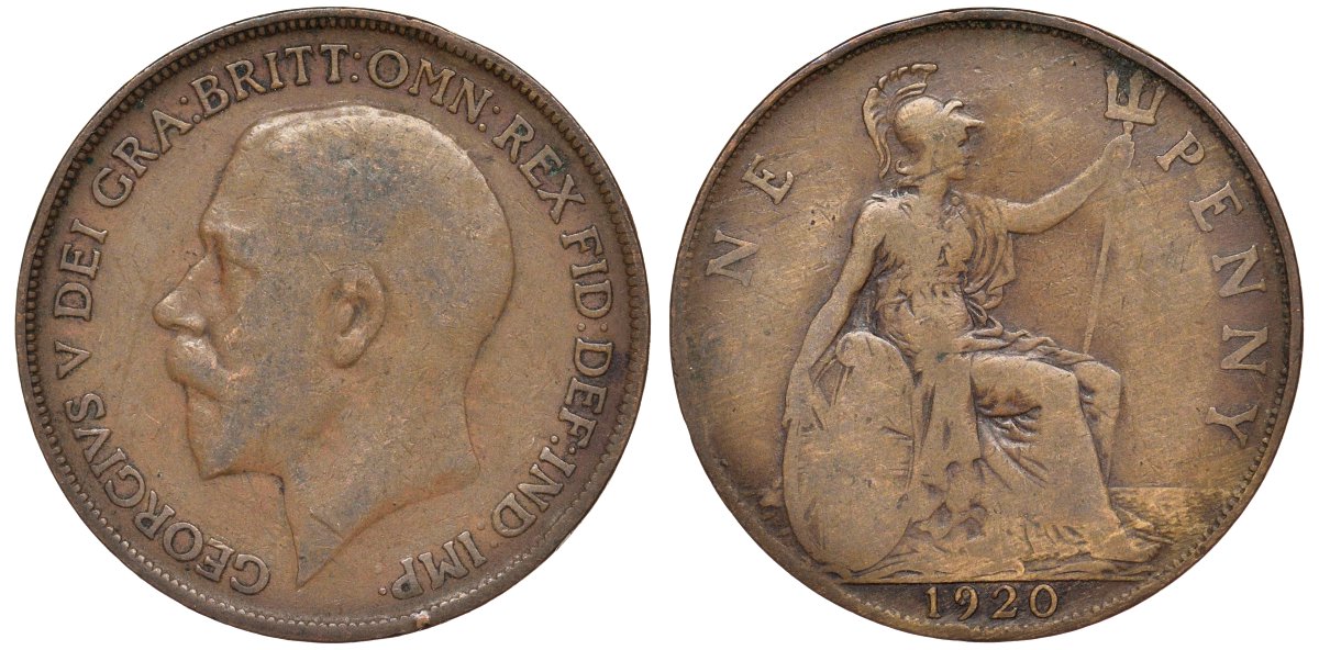 Великобритания 1 пенни 1920 Георг V (1910-1936) KM 810, Spink 4051 бронза 4123-1123