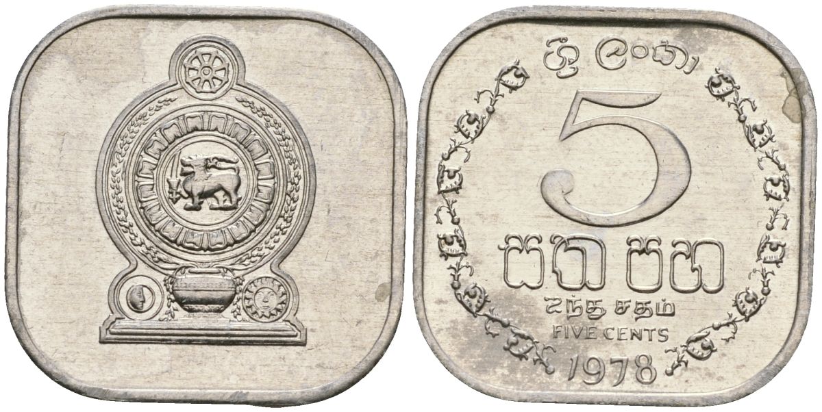 Шри-Ланка 5 центов 1978 KM 139a алюминий 4136-634