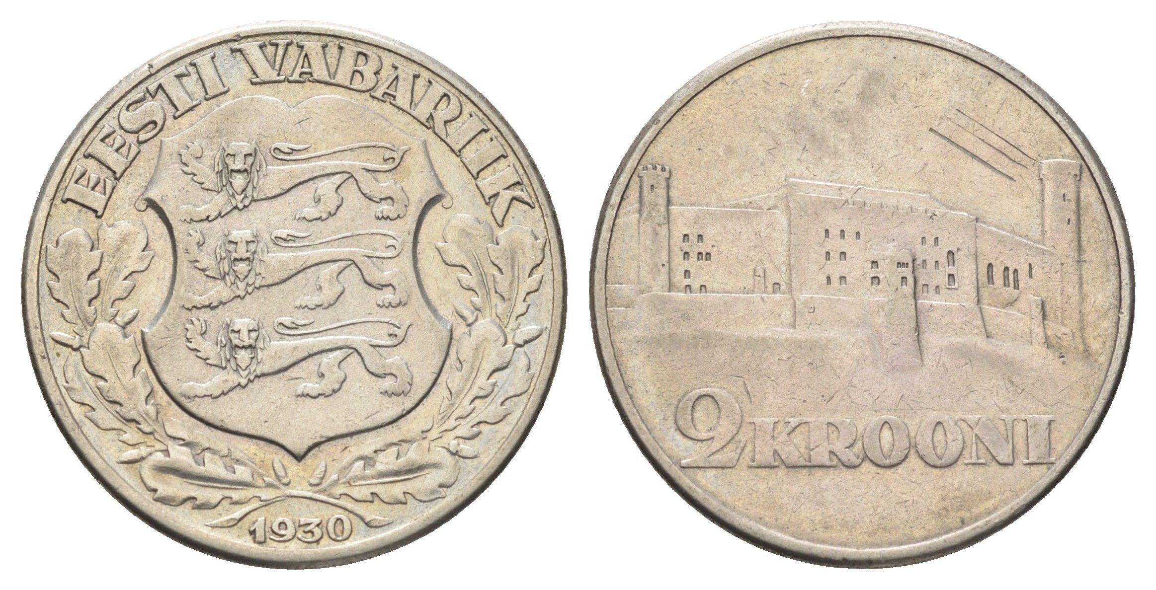 Эстония 2 кроны 1930 Замок Тоомпеа в Таллине, год-тип KM 20 серебро 4667-545