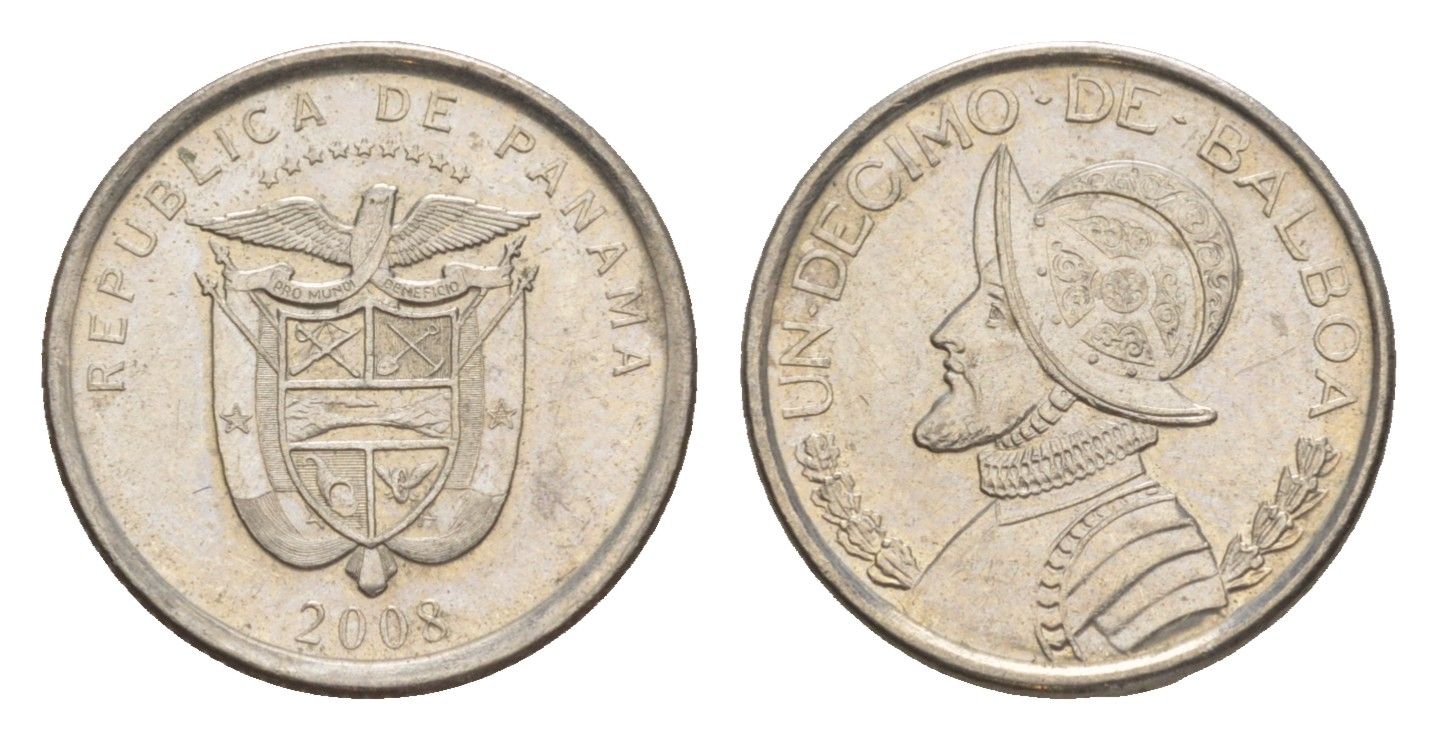 Панама 1/10 бальбоа 2008 KM 127 медь плакированная медно-никелем 4644-619