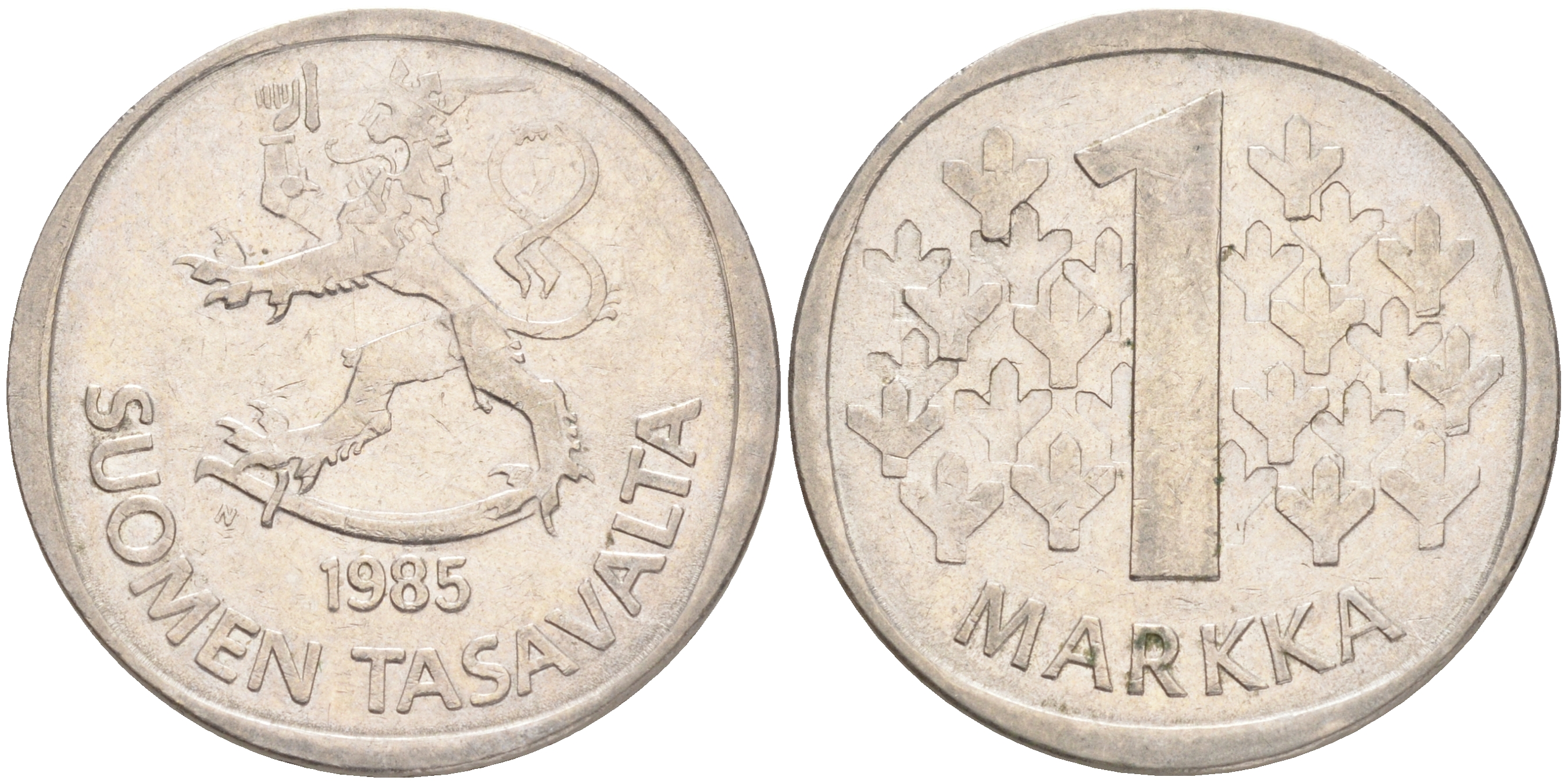 ФИНЛЯНДИЯ 1 МАРКА 1985 N KM 49а медно-никель 4556-735