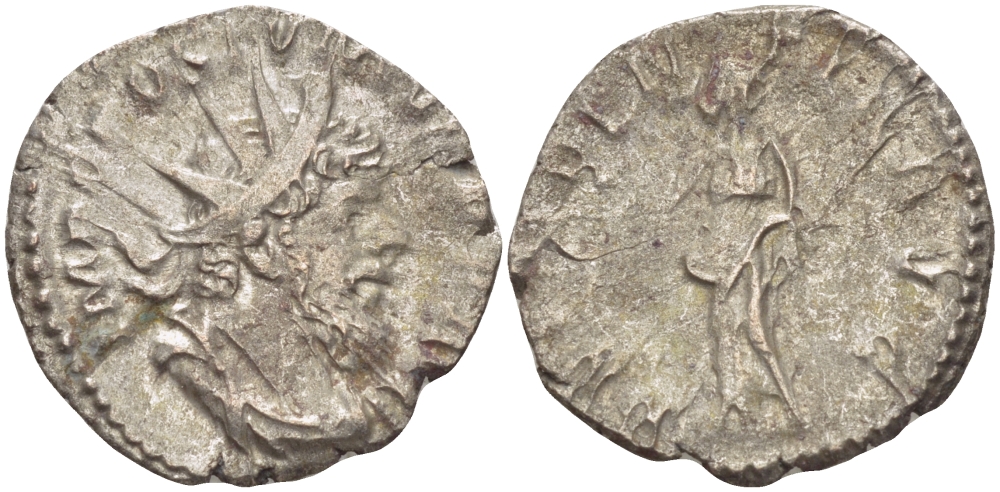 Римская Империя (императоры в Галлии) антониниан 260 - 269 Постум. IMP C POSTVMVS P F AVG / PROVIDENTIA AVG, Провиденция, держащая скипетр и сферу, Колония Агриппины, Very fine RIC 323 биллон 1073-13-45