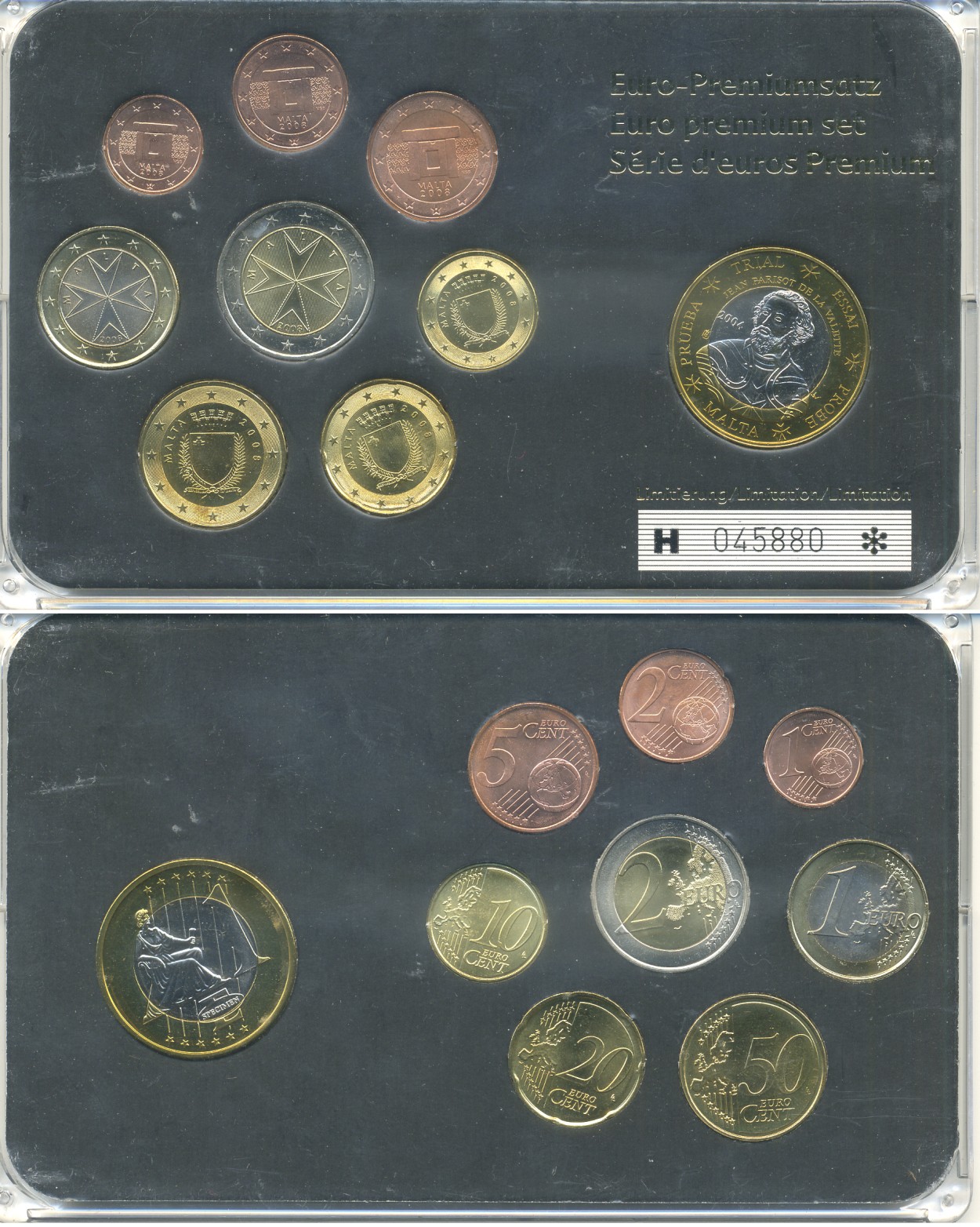 Мальта евронабор из 8 монет + 1 европробник 2008 в пластиковой запайке    UNC  7-5-5-14