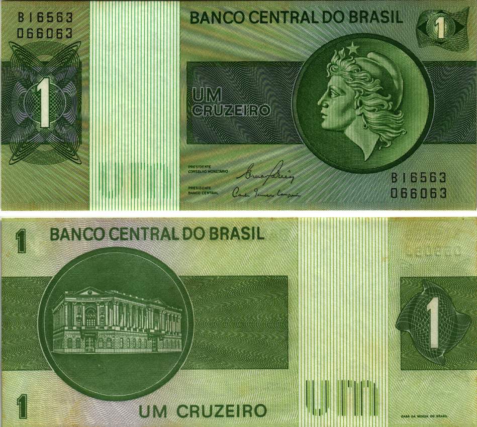 БРАЗИЛИЯ 1 КРУЗЕЙРО 1980 СЕРИЯ В16563, ПОДПИСЬ 20 Pick 191Ас бумага UNC (ПРЕСС) 8615-25-1-2