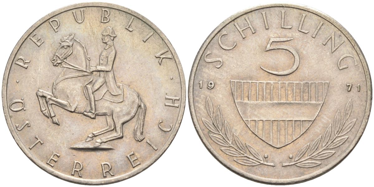 Австрия 5 шиллингов 1971 KM 2889а медно-никель 4592-955