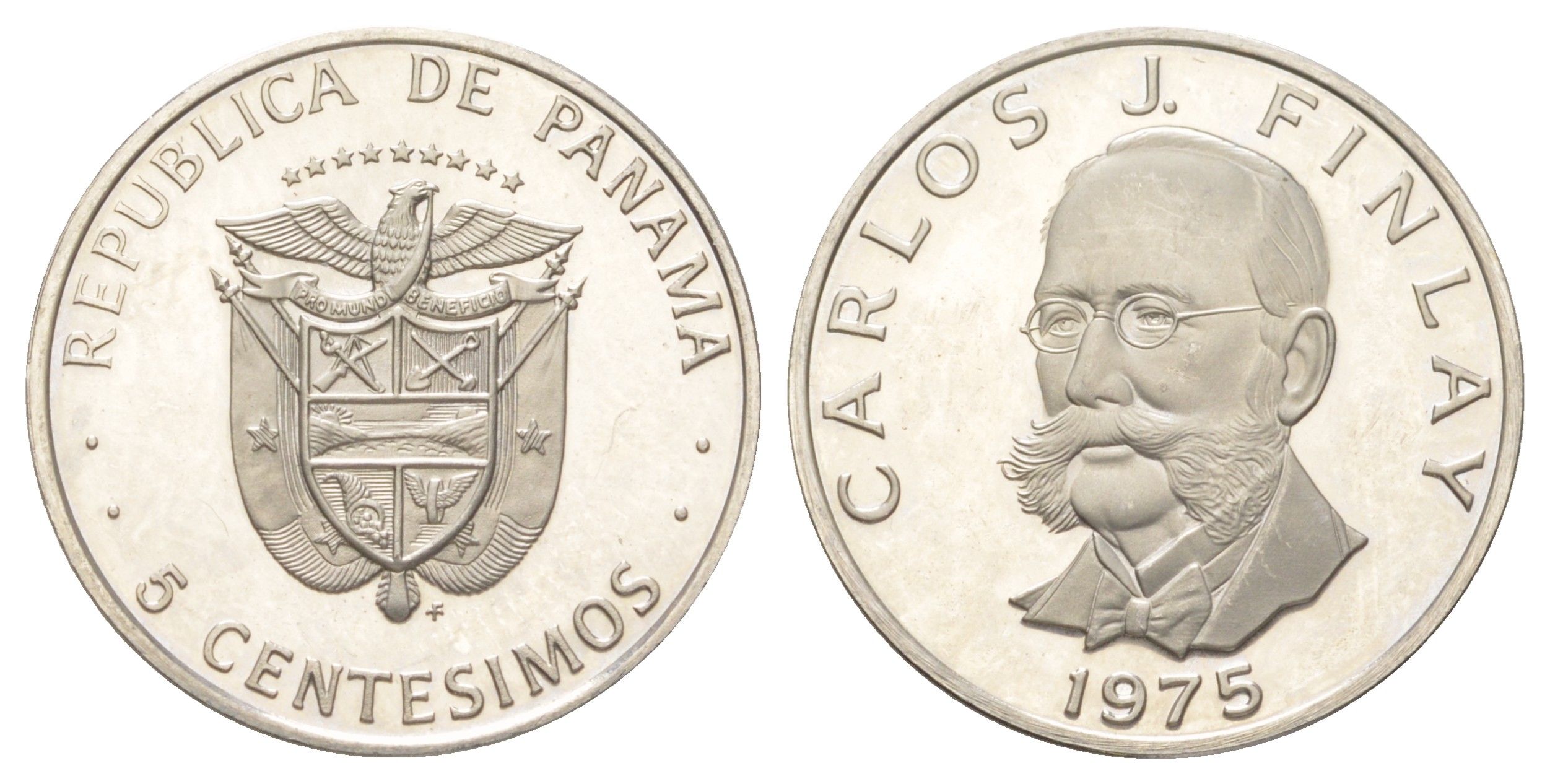 Панама 5 сентесимо 1975 Карлос Хуан Финлей KM 35 медь плакированная медно-никелем PROOF 3896-415