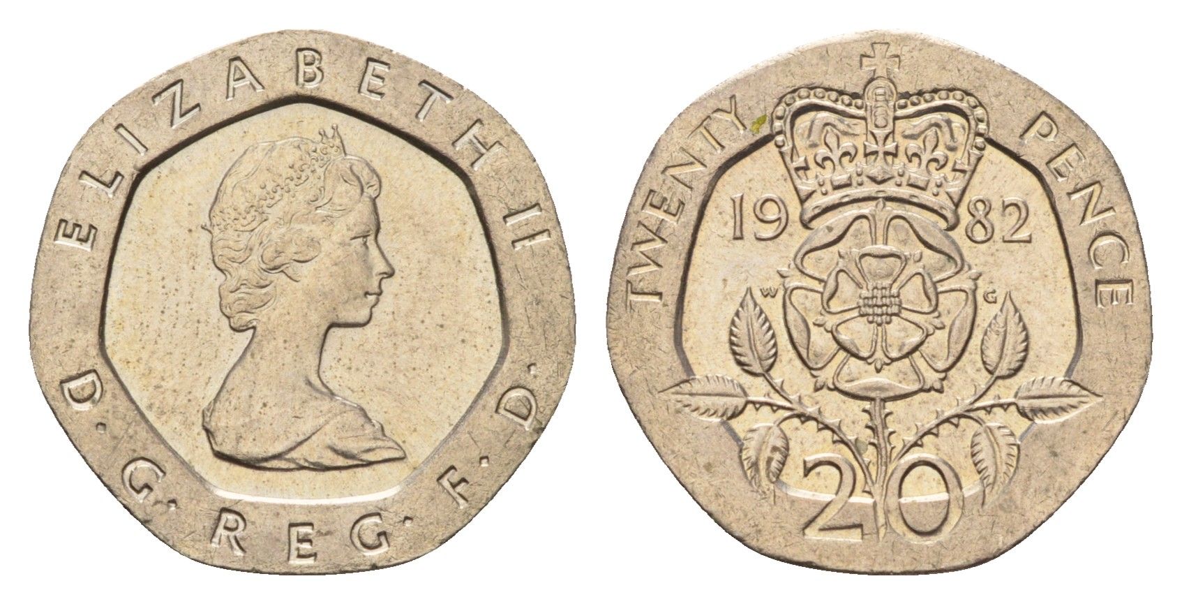 Великобритания 20 пенсов 1982 Елизавета II (1952-2022) KM 931, Spink 4230 (G1) медно-никель aUNC 4187-846