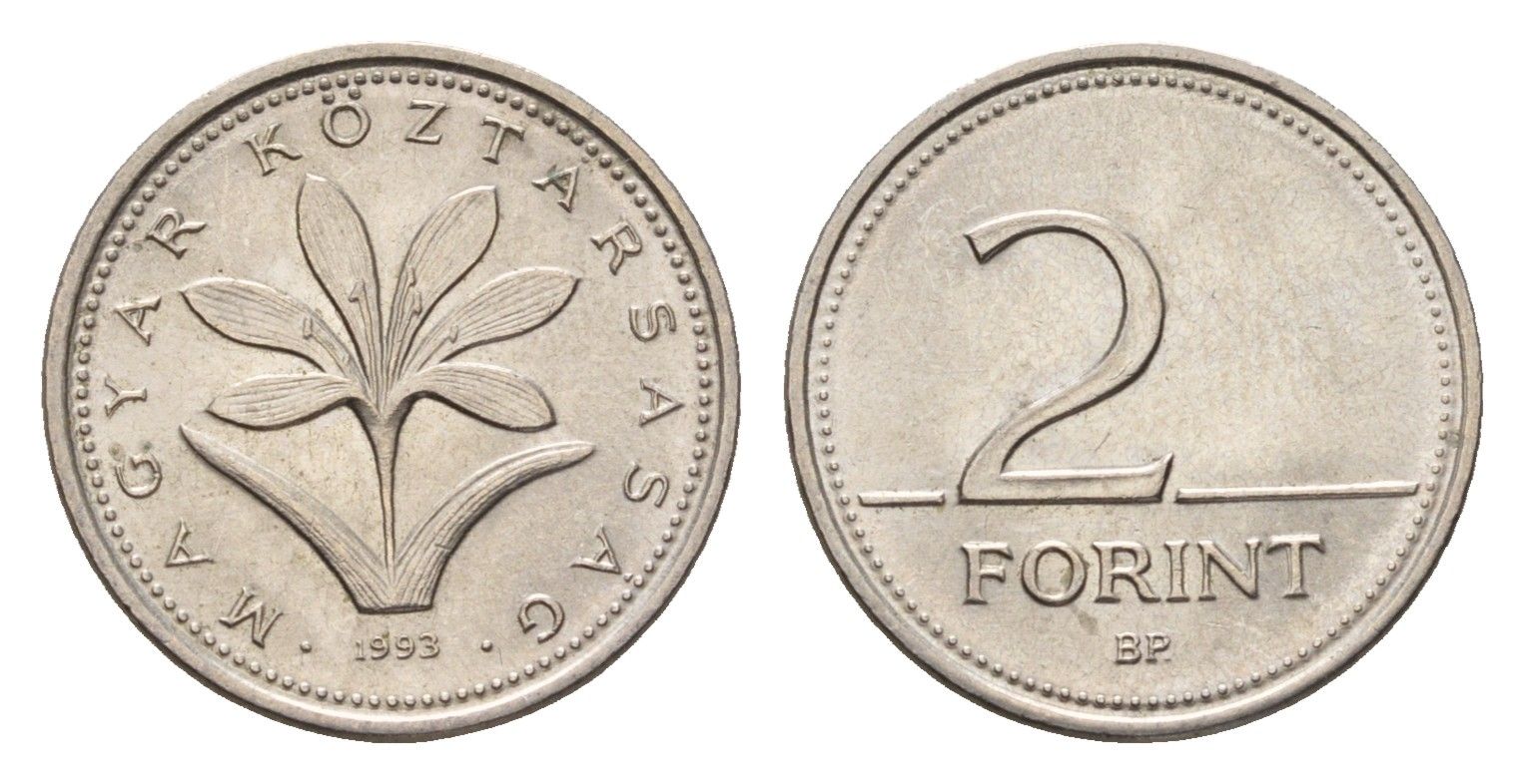 Венгрия 2 форинта 1993 KM 693 медно-никель UNC 54-852