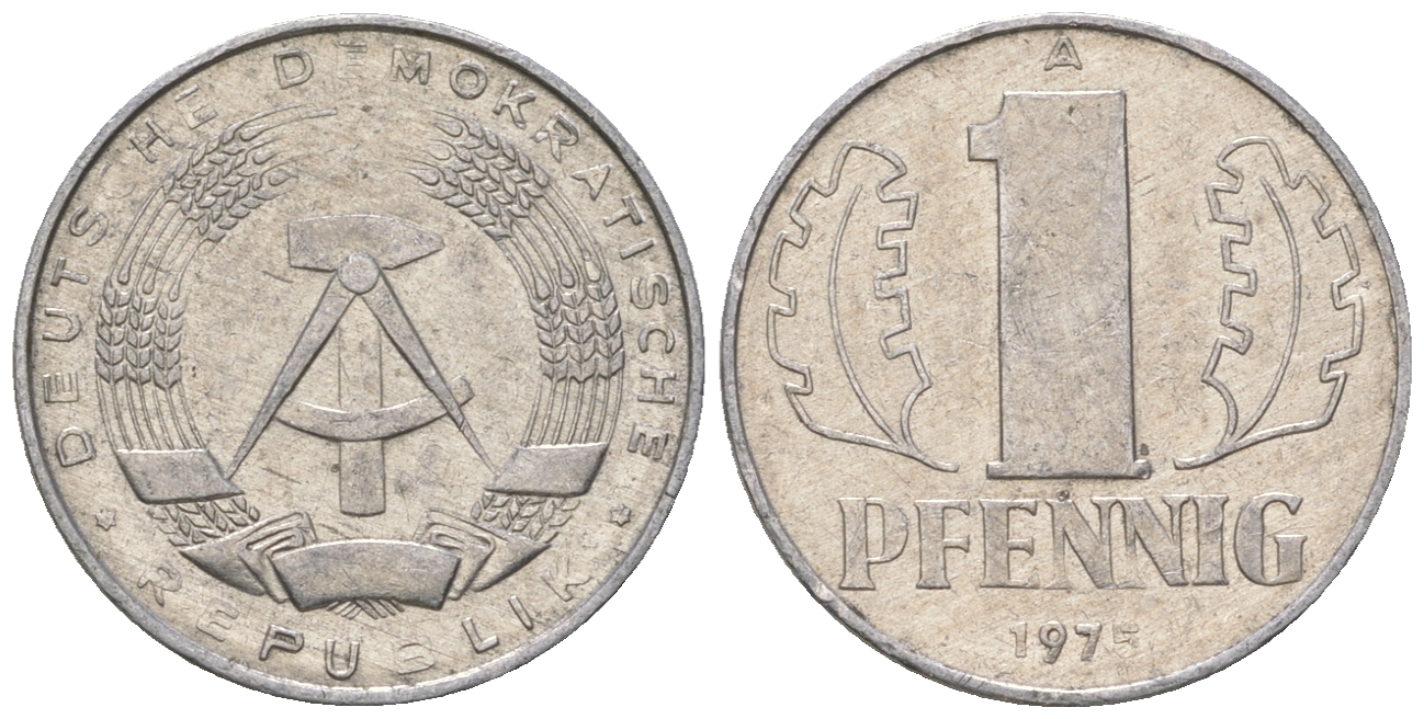 ГДР 1 пфенниг 1975 А KM 8.1 алюминий 4615-1254