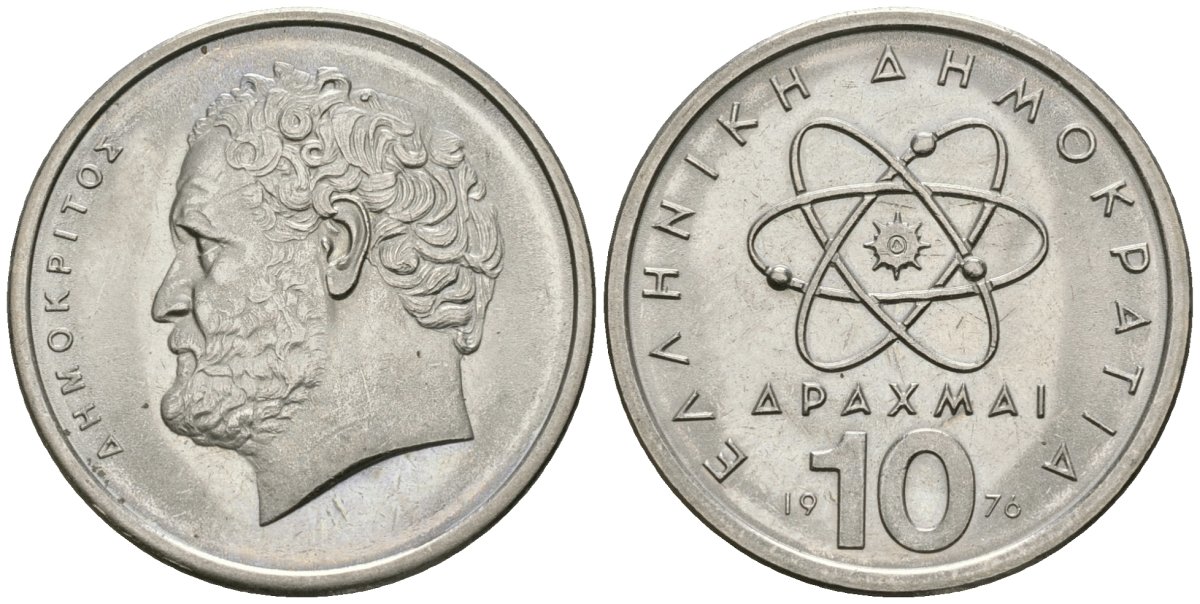 Греция 10 драхм 1976 Демокрит KM 119 медно-никель 81-433