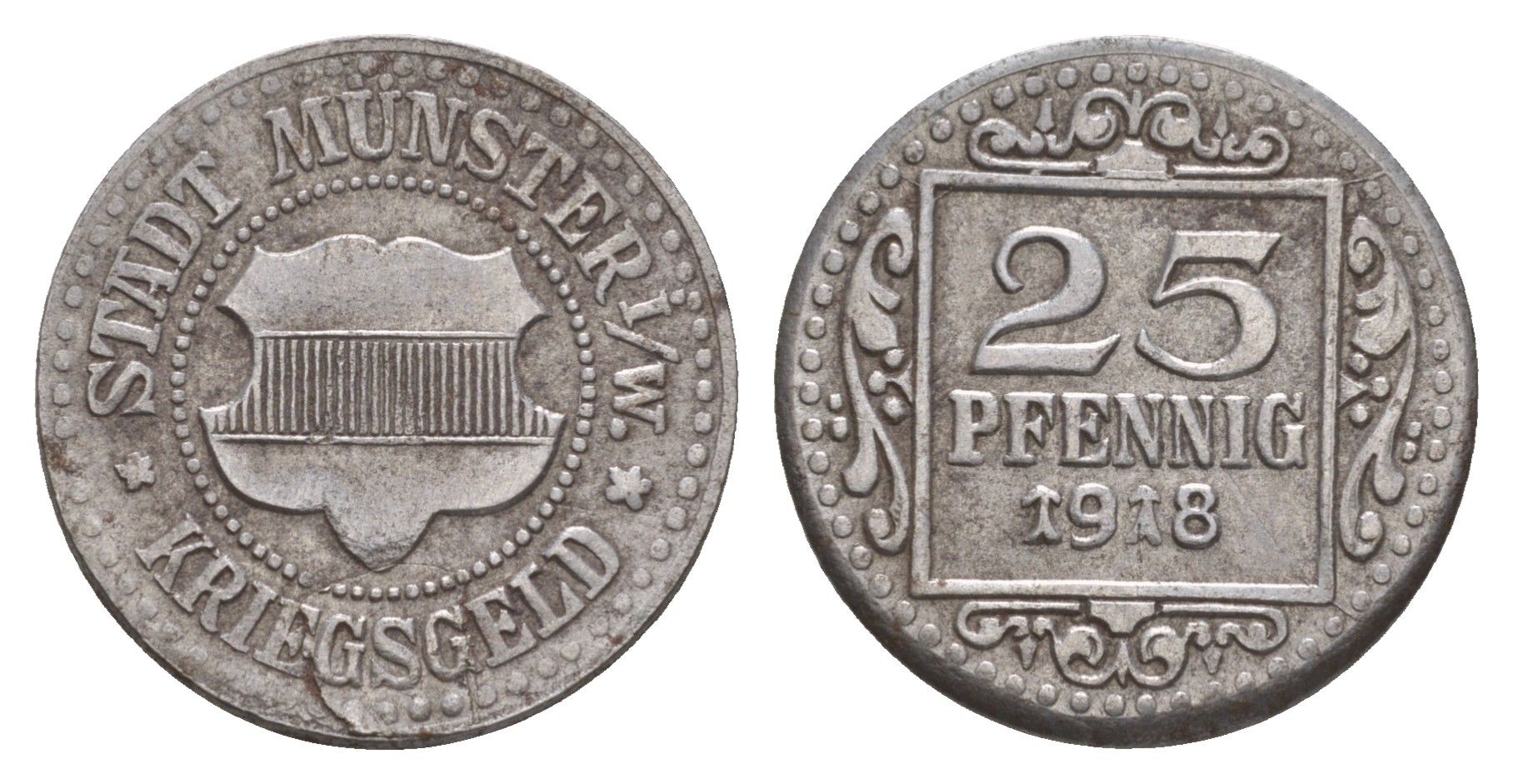 Мюнстер 25 пфеннигов 1918 Funck 350.4, Men18 22668.3 железо 4657-1113