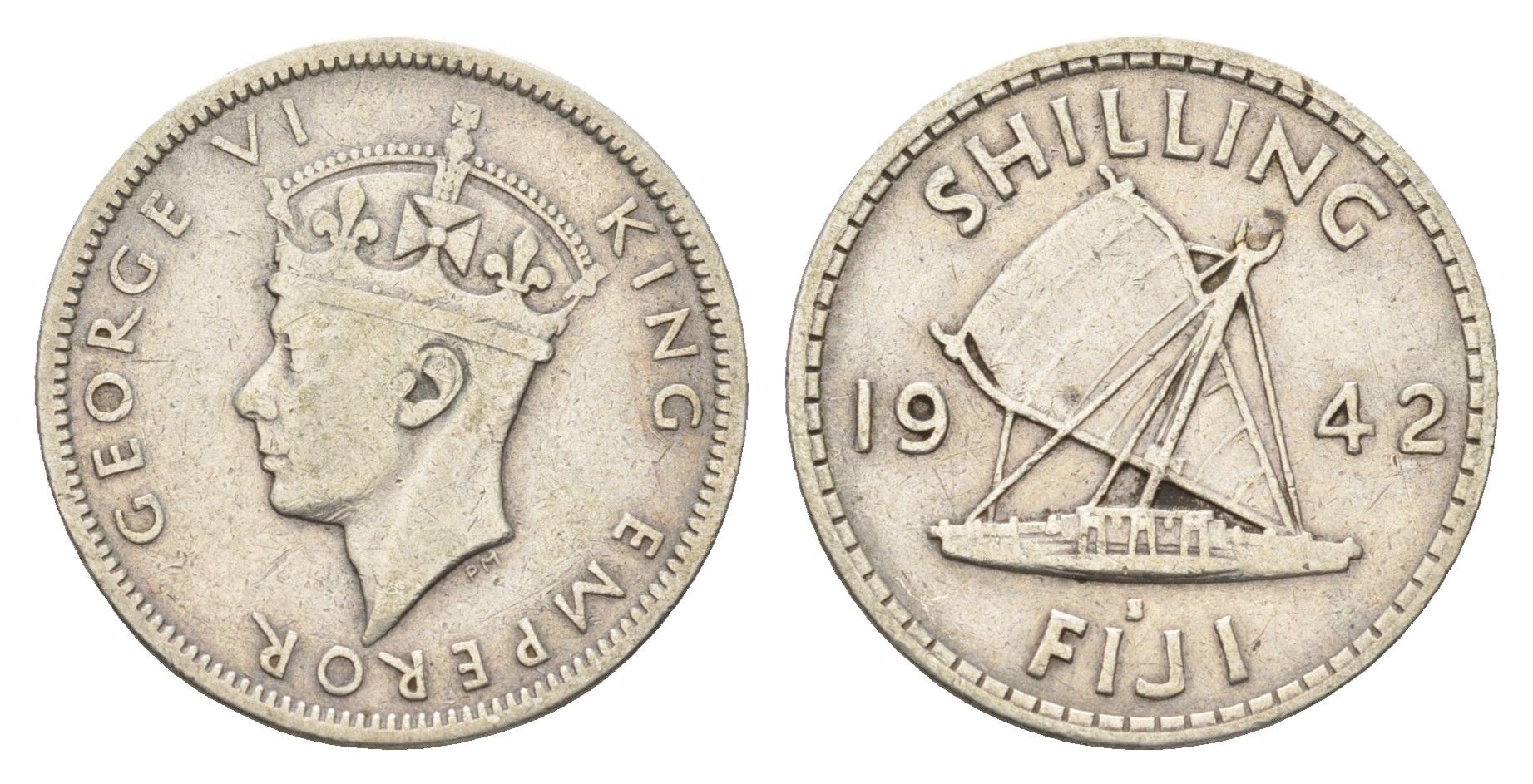 Фиджи 1 шиллинг 1942 Георг VI (1936-1952) KM 12a серебро 4671-414