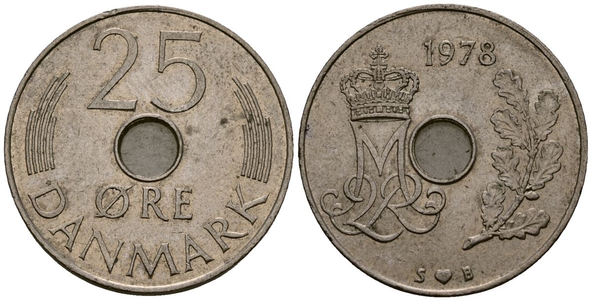 Дания 25 эре 1978 Маргрете II (1972- ) KM 861 медно-никель 4176-547