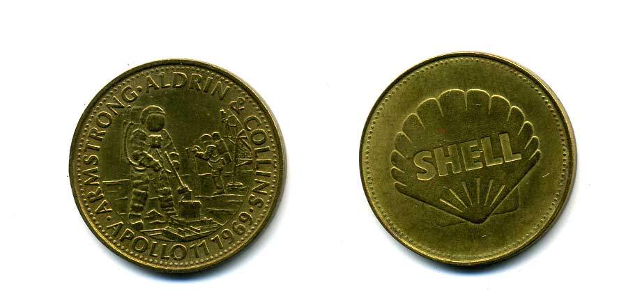 США ЖЕТОН ND SHELL, АПОЛЛОН 11, 26 мм, 5,0 гр латунь 179-841