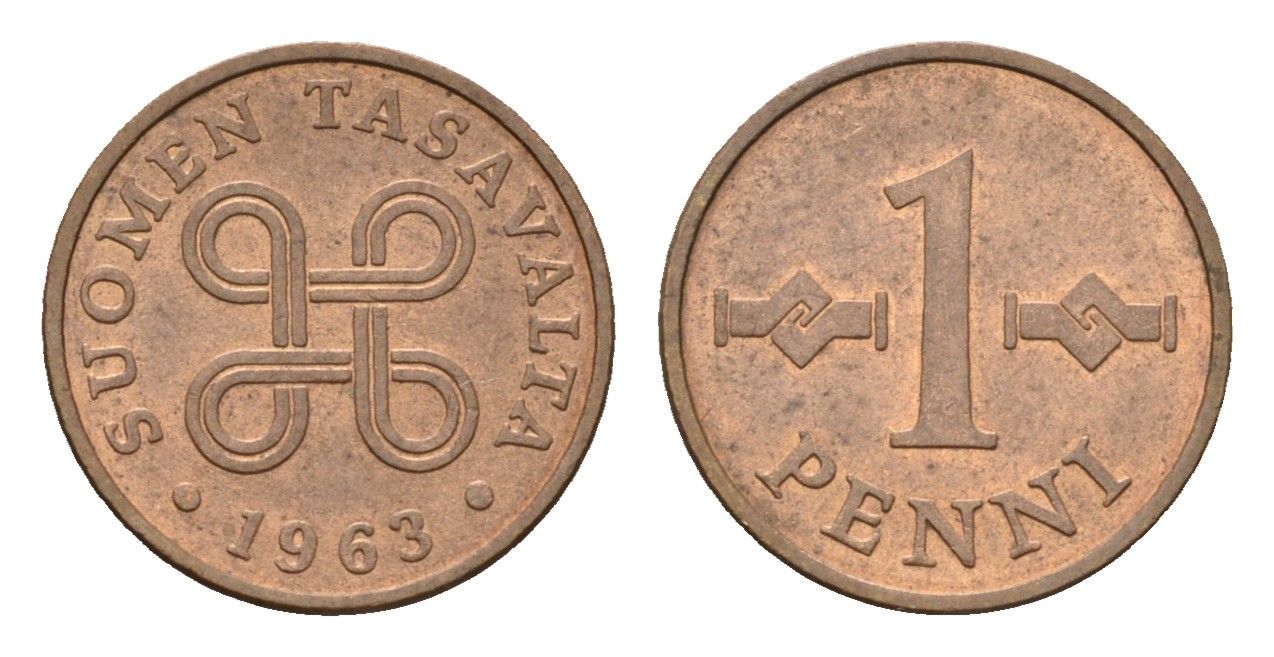Финляндия 1 пенни 1963 KM 44 медь 4684-165