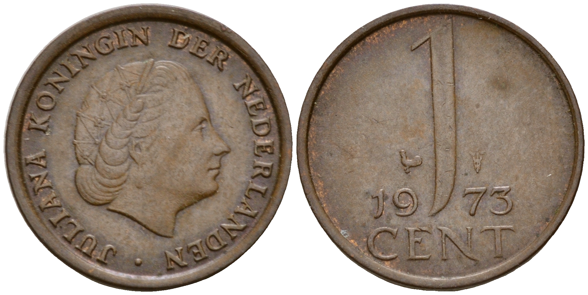 Нидерланды 1 цент 1973 Юлиана (1949-1980) KM 180 бронза    4598-257