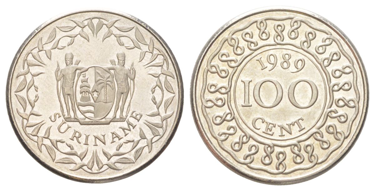 Суринам 100 центов 1989 KM 23 медно-никель UNC 4624-326