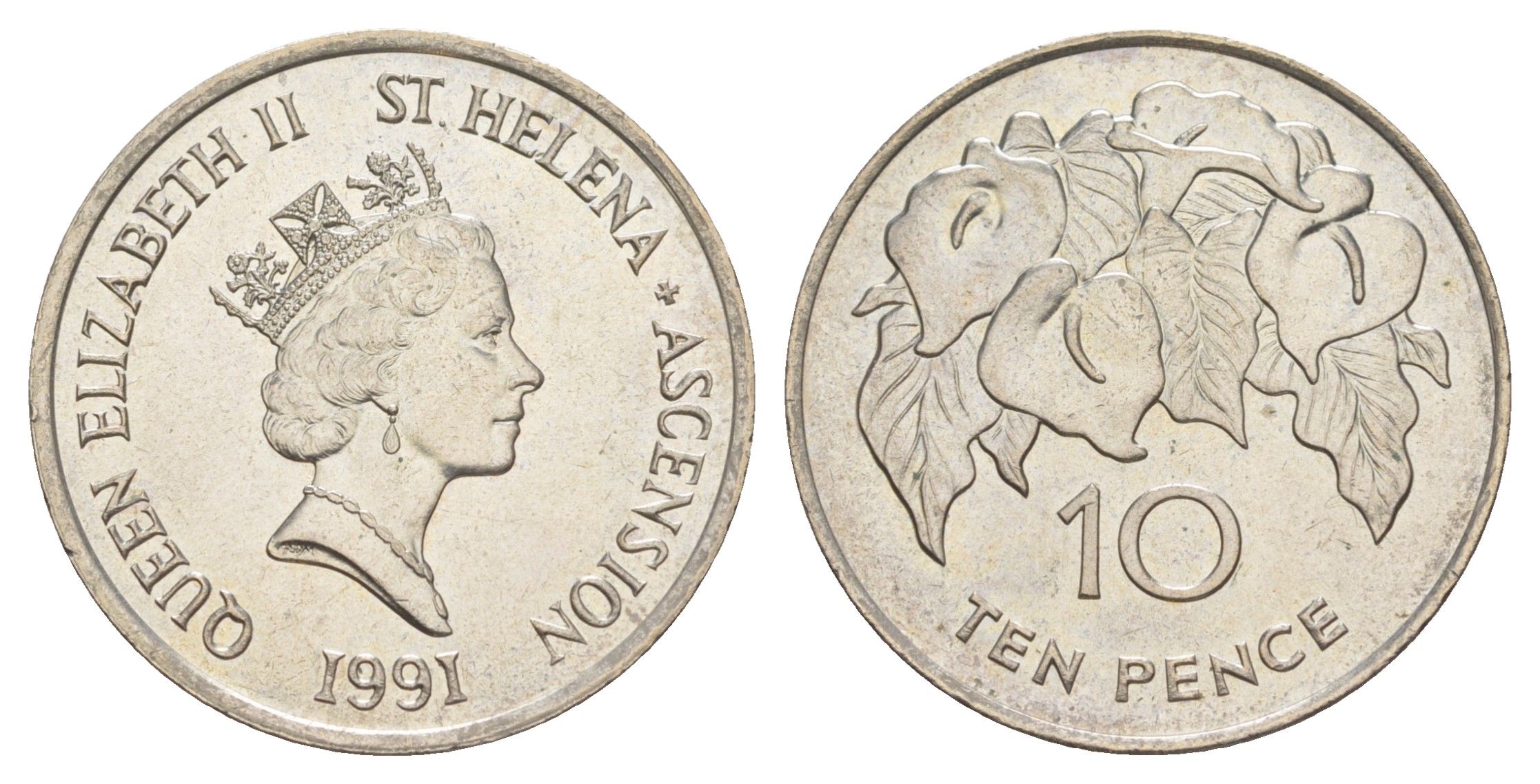 Острова Святой Елены и Вознесения 10 пенсов 1991 KM 15 медно-никель UNC 4385-942