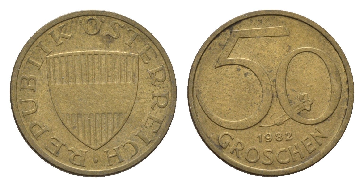 Австрия 50 грошей 1982 KM 2885 алюминиевая бронза 181-1132