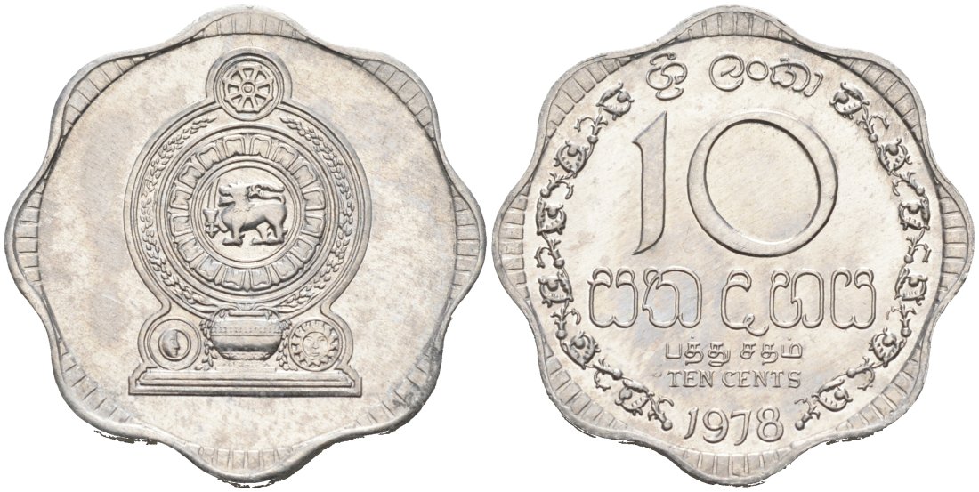 Шри-Ланка 10 центов 1978 KM 140 a алюминий 89-1357