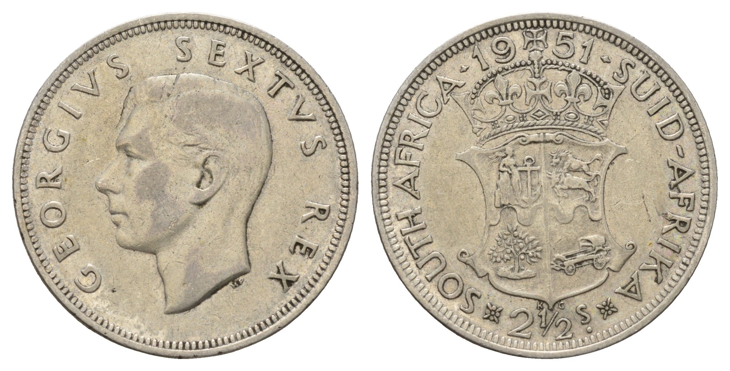 ЮАР 2 1/2 шиллинга 1951 KM 39.2 серебро 650-613