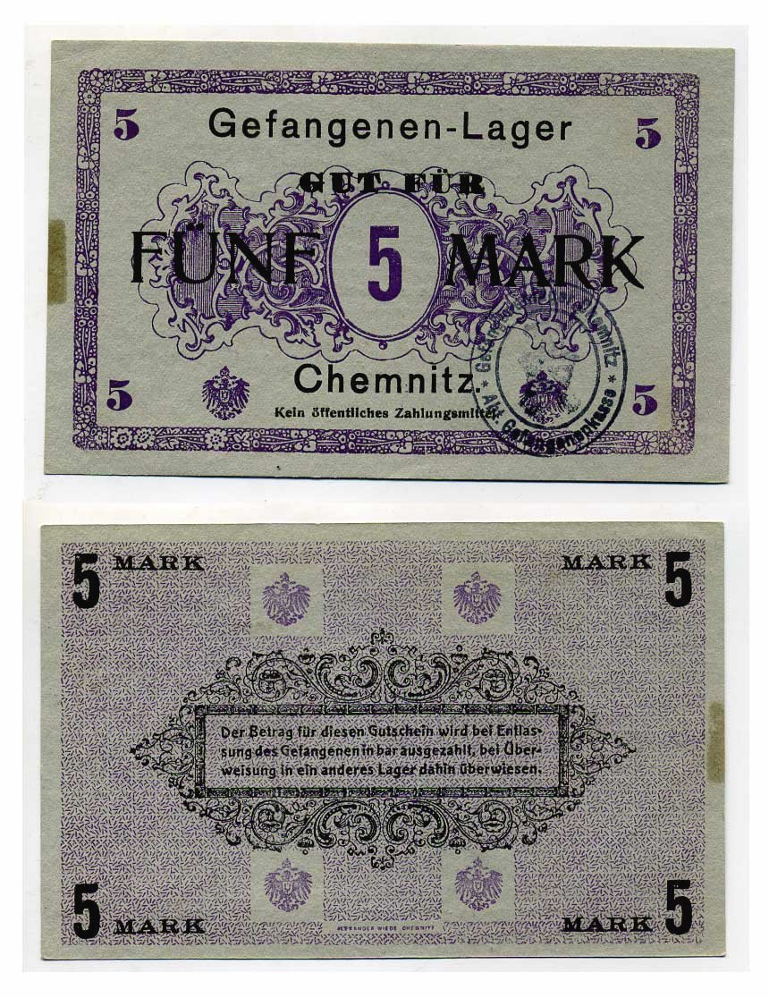 ГЕРМАНИЯ 5 МАРОК ND ЛАГЕРЬ ВОЕННОПЛЕННЫХ В КЕМНИЦЕ C-2818 бумага UNC (пресс) 504-82-2-1