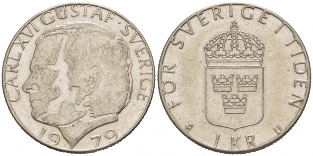 Швеция 1 крона 1979 Карл XVI Густав (1973- ) KM 852 медь плакированная медно-никелем 77-643