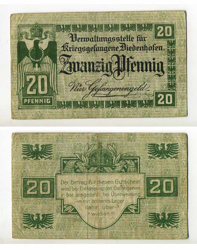ГЕРМАНИЯ 20 ПФЕННИГОВ ND ЛАГЕРЬ ВОЕННОПЛЕННЫХ В ТЬОНВИЛЕ (ФРАНЦИЯ) C-2876 бумага 000-00-00