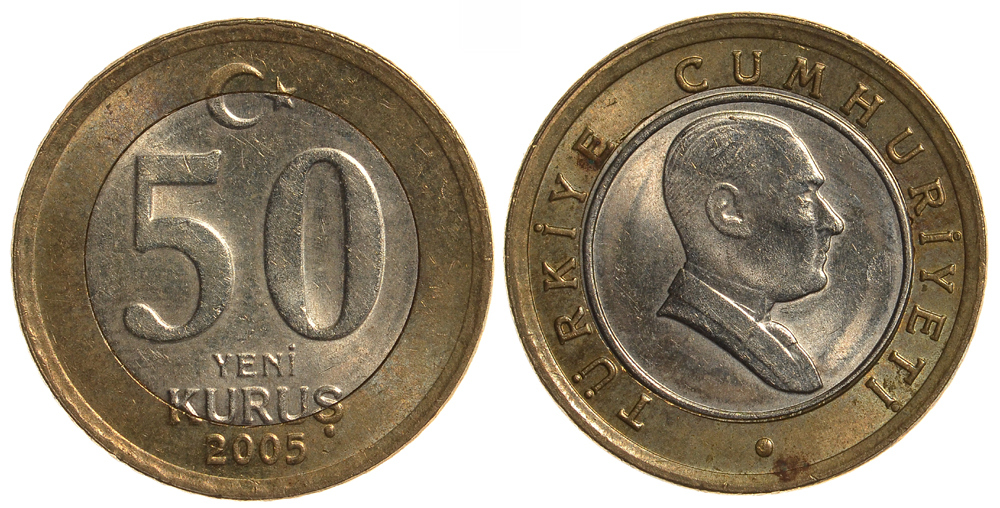 ТУРЦИЯ 50 КУРУШЕЙ 2005 KM 1168 биметалл 76-935