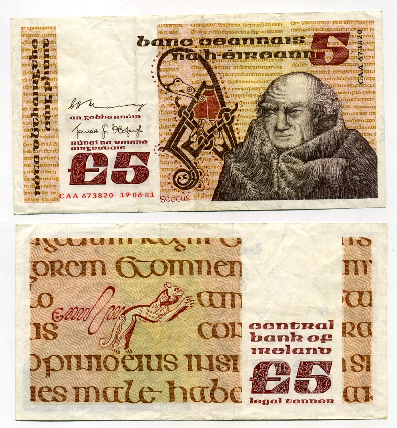 ИРЛАНДИЯ 5 ФУНТОВ 1981 19 ИЮНЯ 1981 Pick 71с бумага 00-00