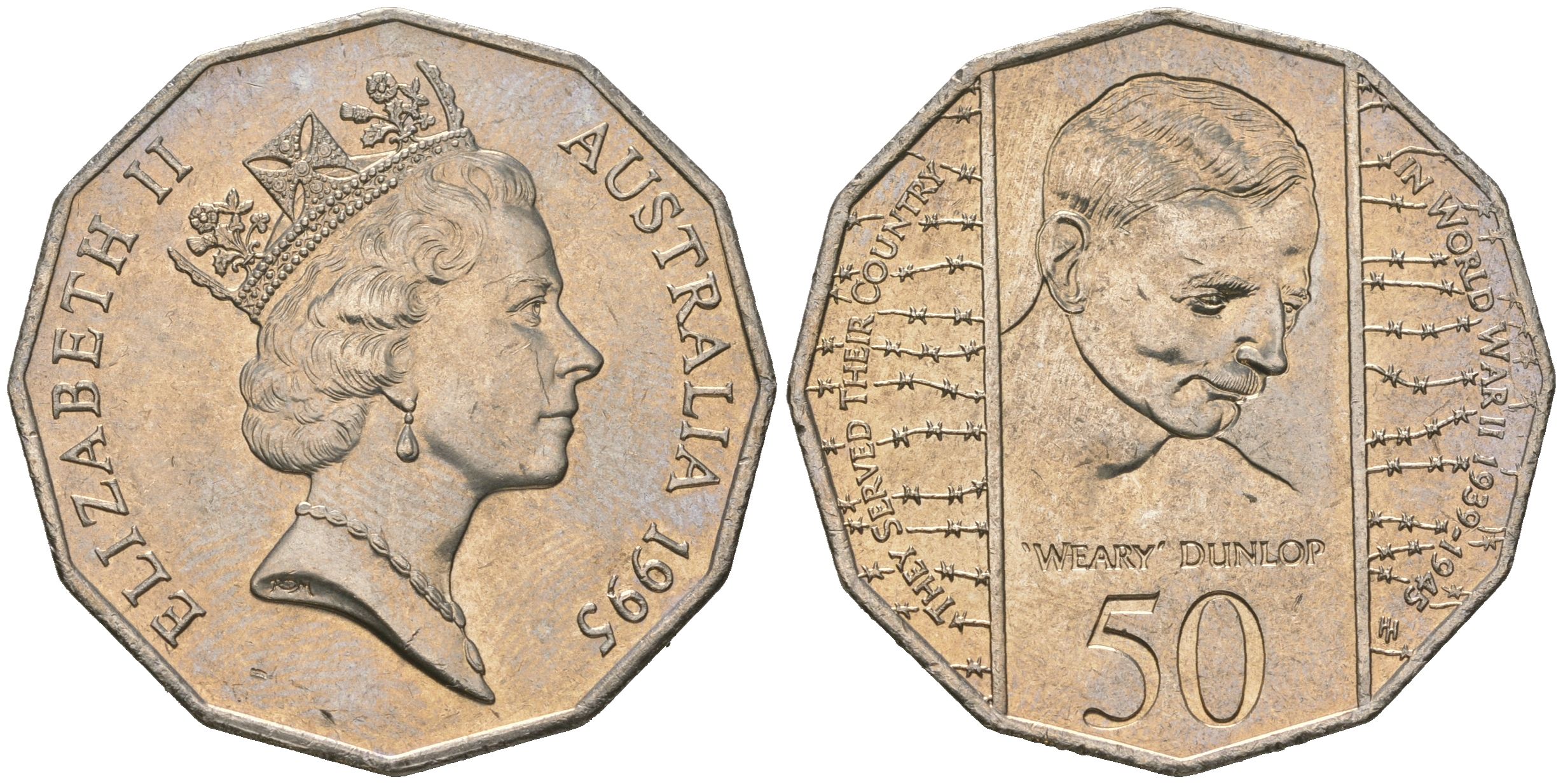 Австралия 50 центов 1995 50 лет со дня окончания Второй Мировой войны KM 294 медно-никель UNC 4137-132