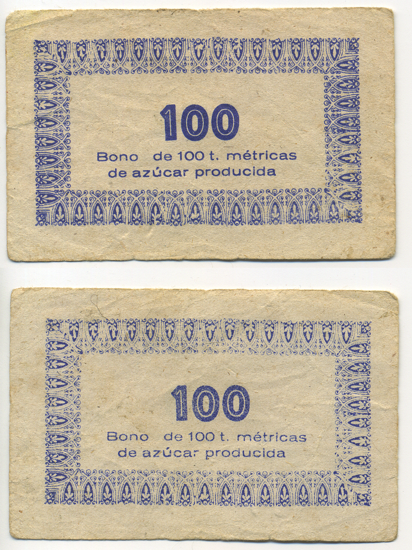 Куба талон ND на 100 произведенных метрических тонн сахара   бумага   439-75-2-1